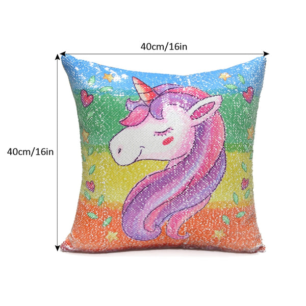 Rainbow Unicorn Pillow cover measurements