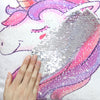 White Unicorn Pillow cover hand moving sequins